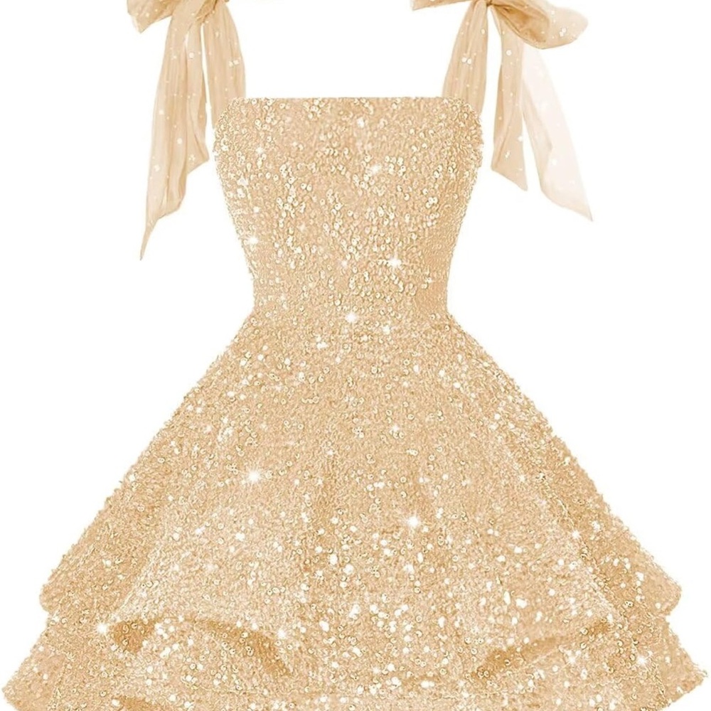 Elegant Gold Sequin Midi Dress